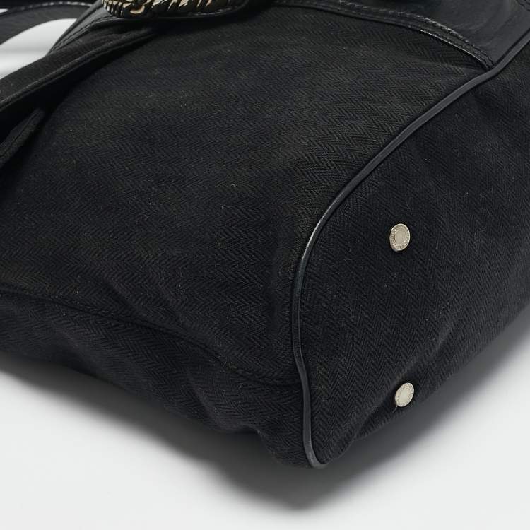 Pre Owned Bvlgari Black Canvas and Leather Leoni Shoulder Bag