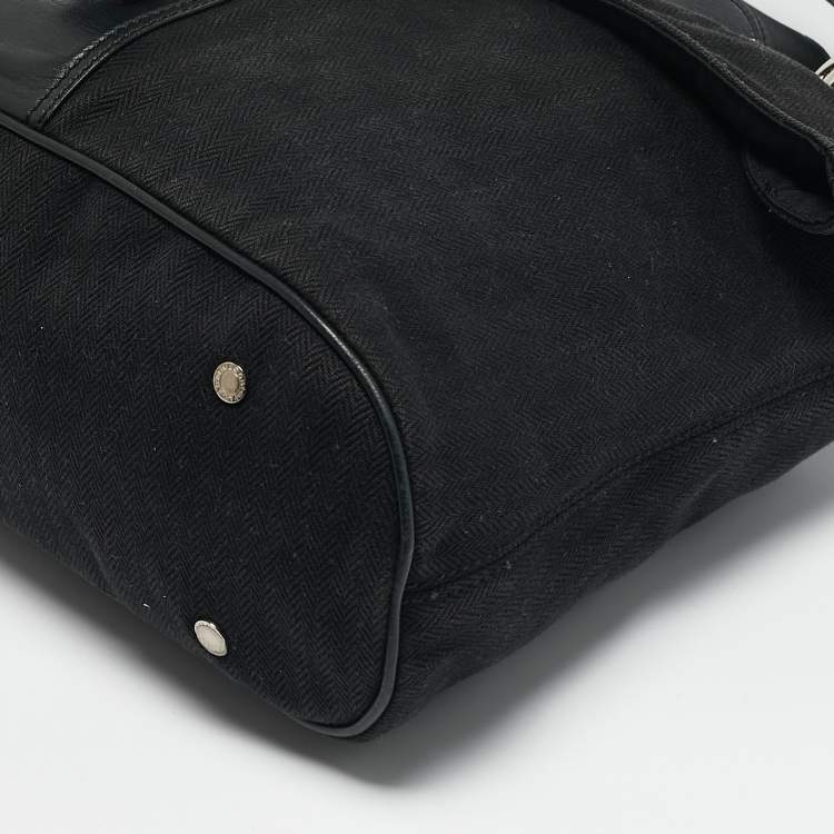 Pre Owned Bvlgari Black Canvas and Leather Leoni Shoulder Bag
