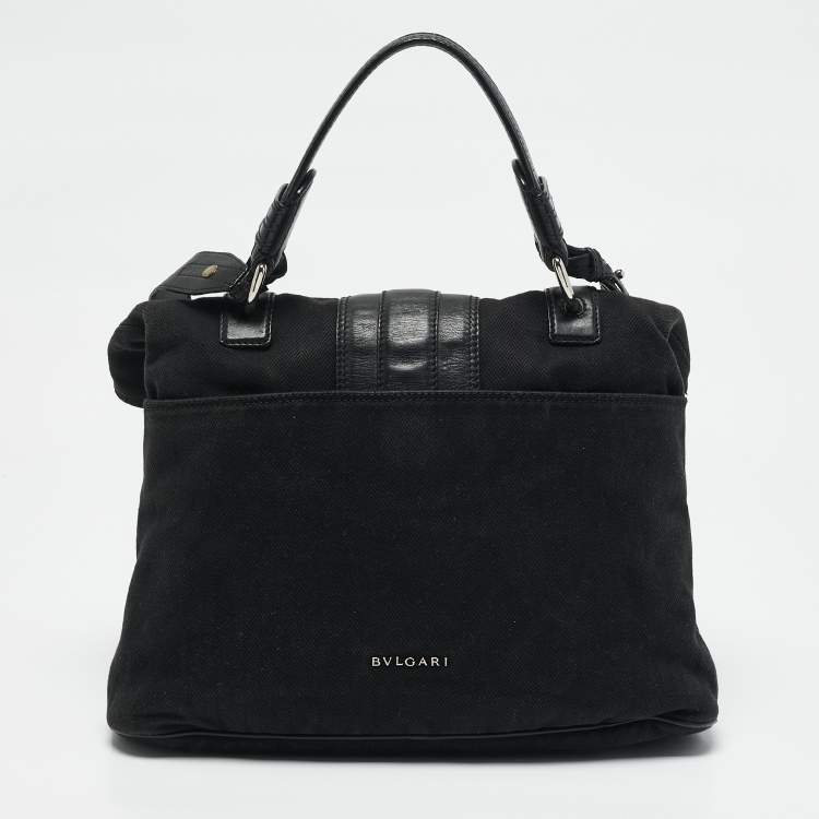 Pre Owned Bvlgari Black Canvas and Leather Leoni Shoulder Bag