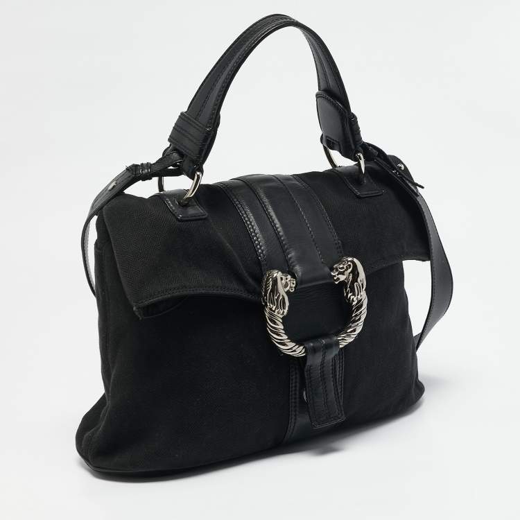 Pre Owned Bvlgari Black Canvas and Leather Leoni Shoulder Bag