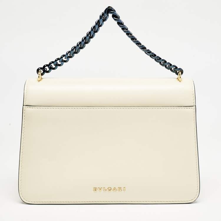 Pre Owned Bvlgari Off White Leather Serpenti Forever Maxi Chain Bag