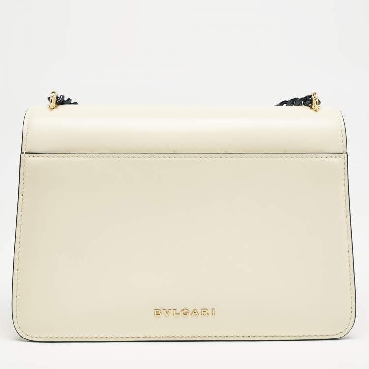 Pre Owned Bvlgari Off White Leather Serpenti Forever Maxi Chain Bag