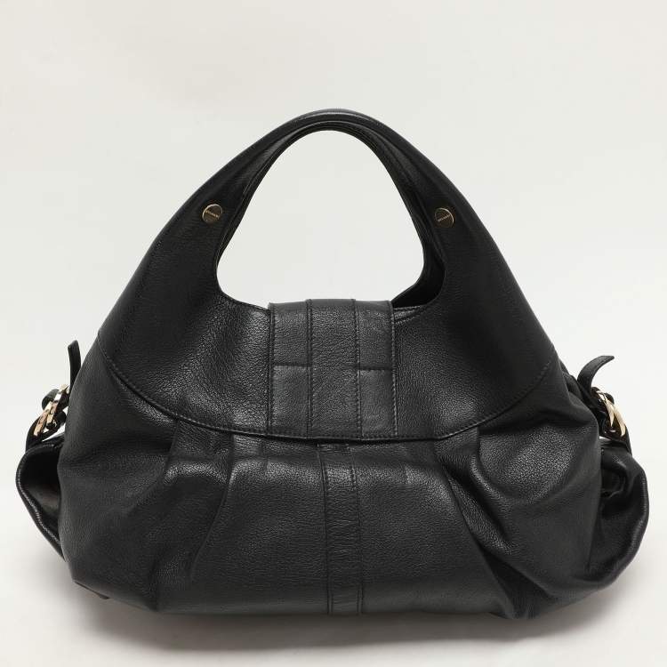 Pre Owned Bvlgari Black Leather Chandra Hobo