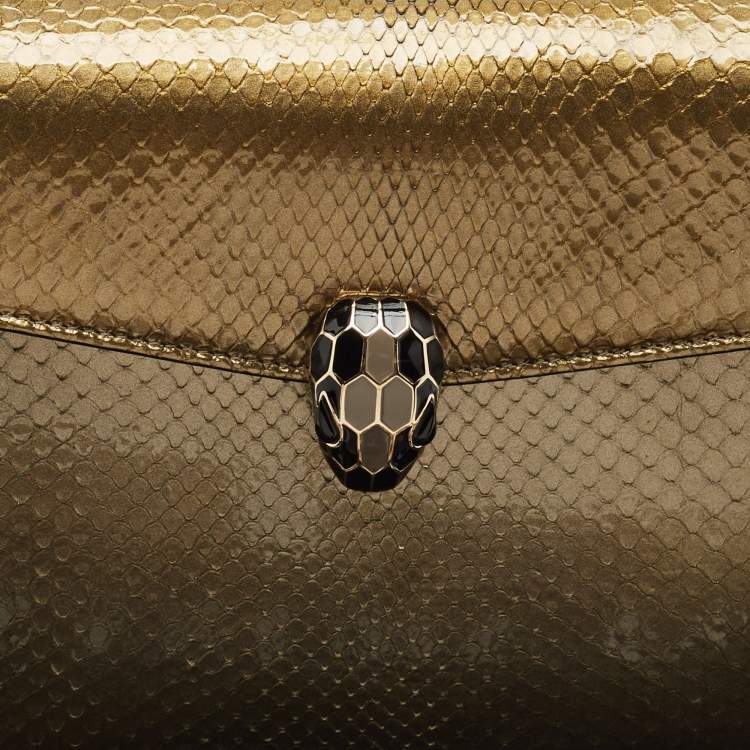 Pre Owned Bvlgari Olive Green Medium Serpenti Forever Flap Shoulder Bag