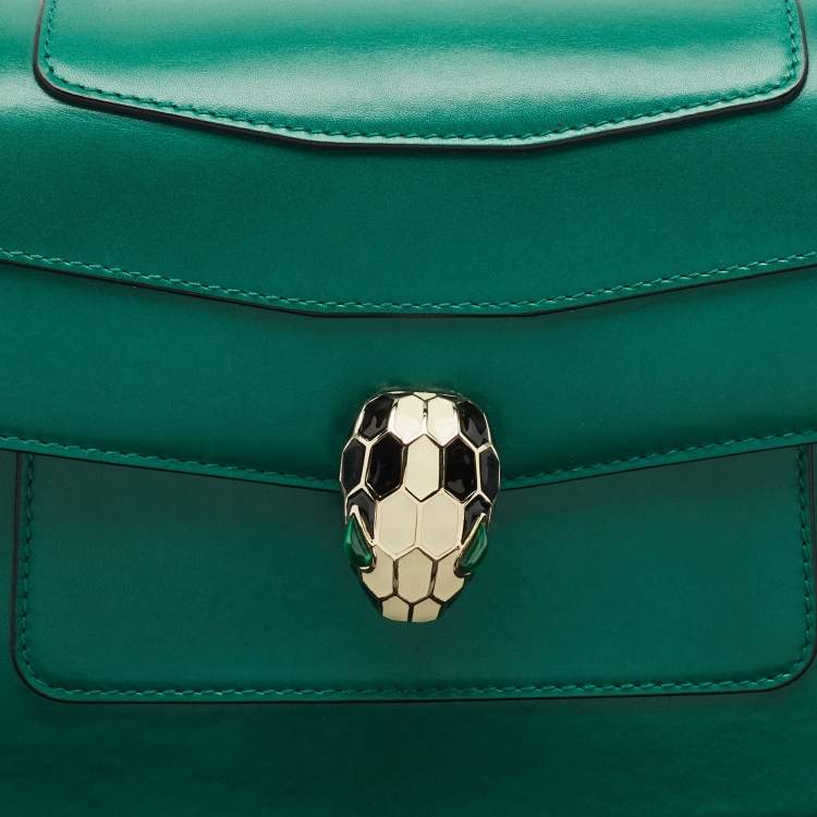 Pre Owned Bvlgari Green Leather Medium Serpenti Forever Shoulder Bag