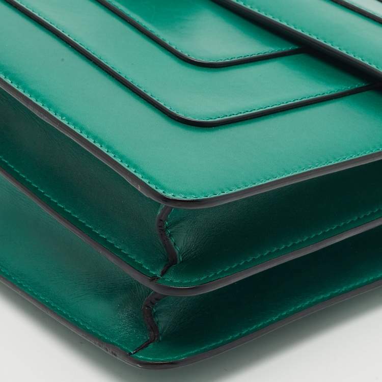 Pre Owned Bvlgari Green Leather Medium Serpenti Forever Shoulder Bag
