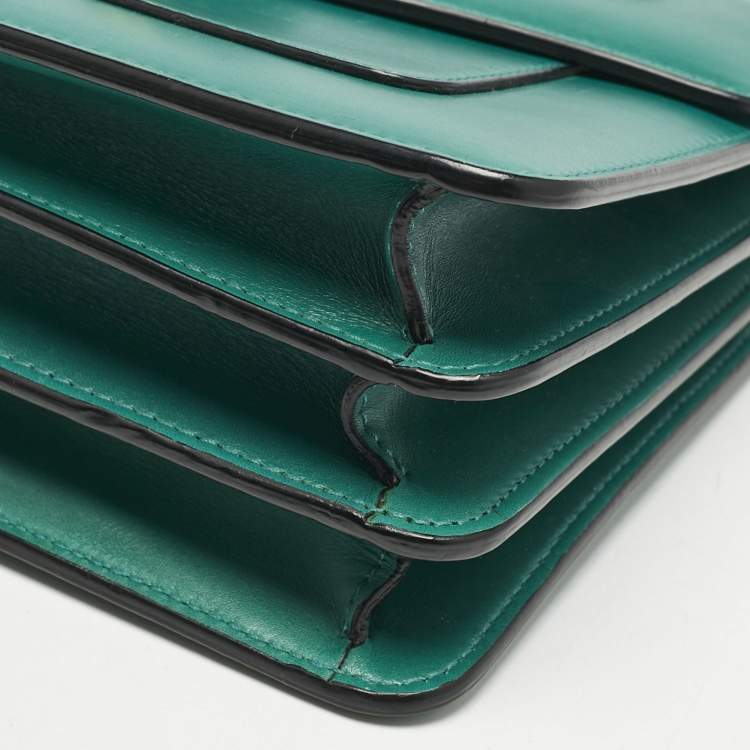 Pre Owned Bvlgari Green Leather Serpenti Forever Top Handle Bag