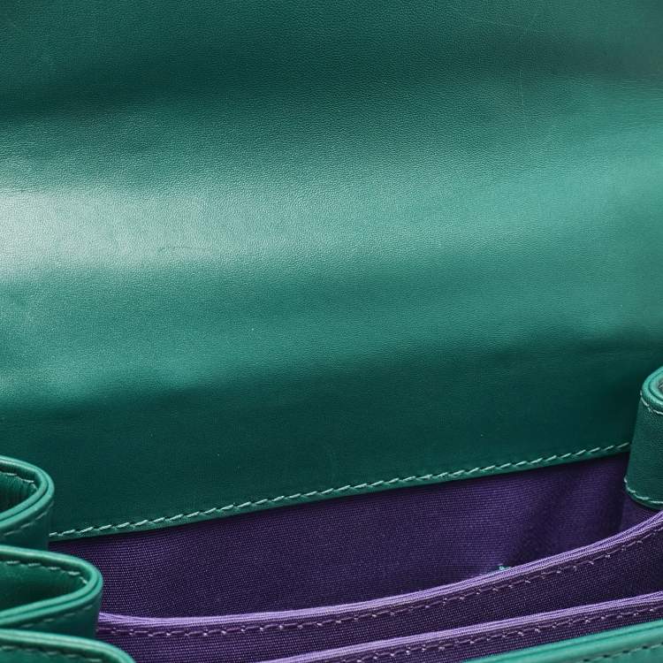 Pre Owned Bvlgari Green Leather Serpenti Forever Top Handle Bag