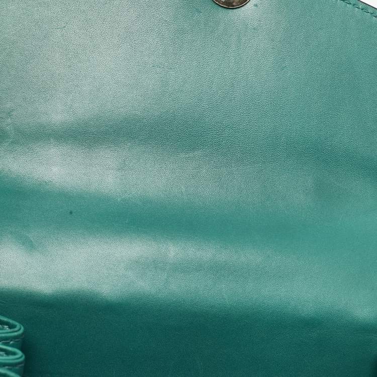 Pre Owned Bvlgari Green Leather Serpenti Forever Top Handle Bag