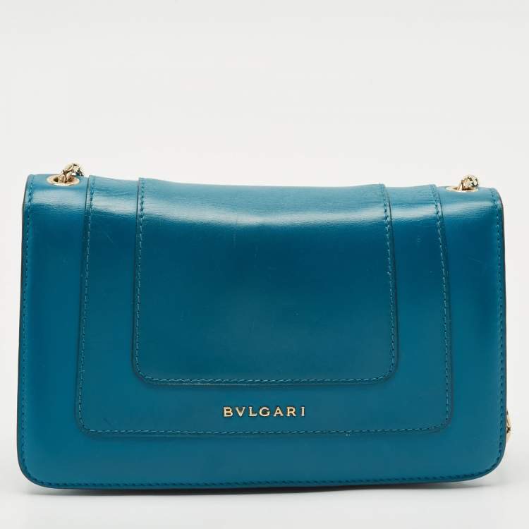 Pre Owned Bvlgari Blue Leather Small Serpenti Forever Shoulder Bag