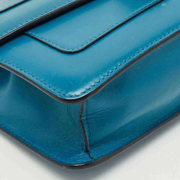 Pre Owned Bvlgari Blue Leather Small Serpenti Forever Shoulder Bag