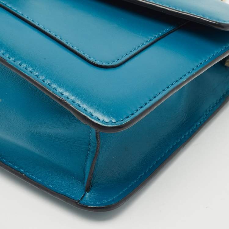 Pre Owned Bvlgari Blue Leather Small Serpenti Forever Shoulder Bag