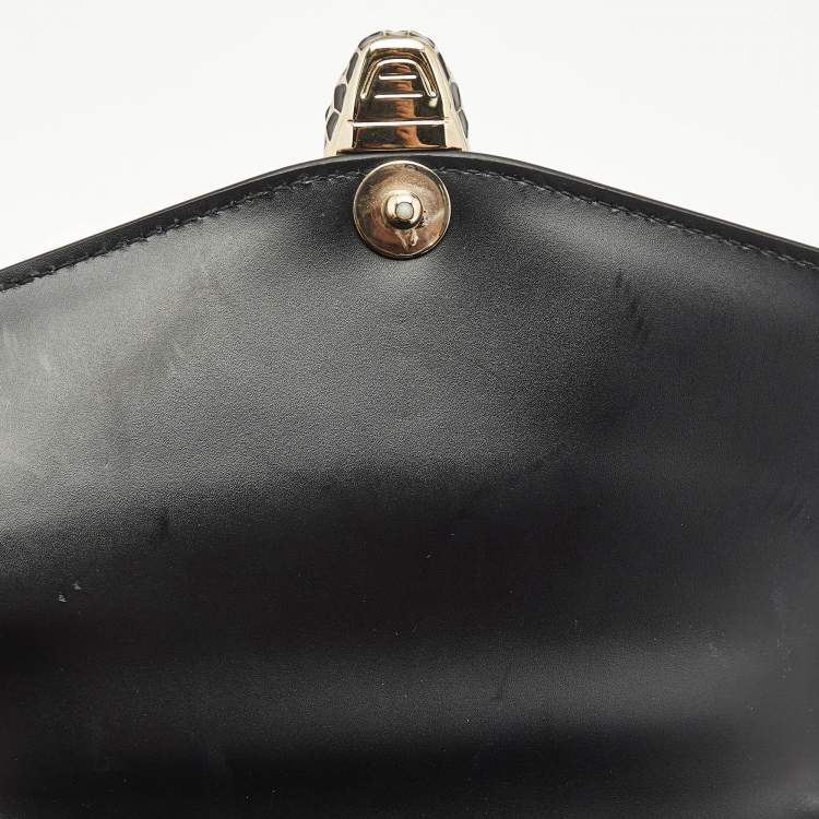 Pre Owned Bvlgari Black Million Chain Leather Small Serpenti Forever Top Handle Bag