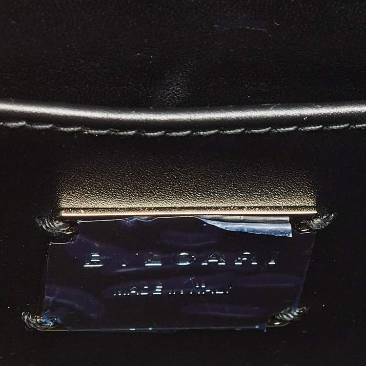 Pre Owned Bvlgari Black Million Chain Leather Small Serpenti Forever Top Handle Bag