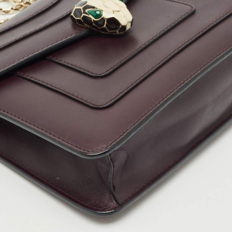 Pre Owned Bvlgari Plum Leather Small Serpenti Forever Shoulder Bag