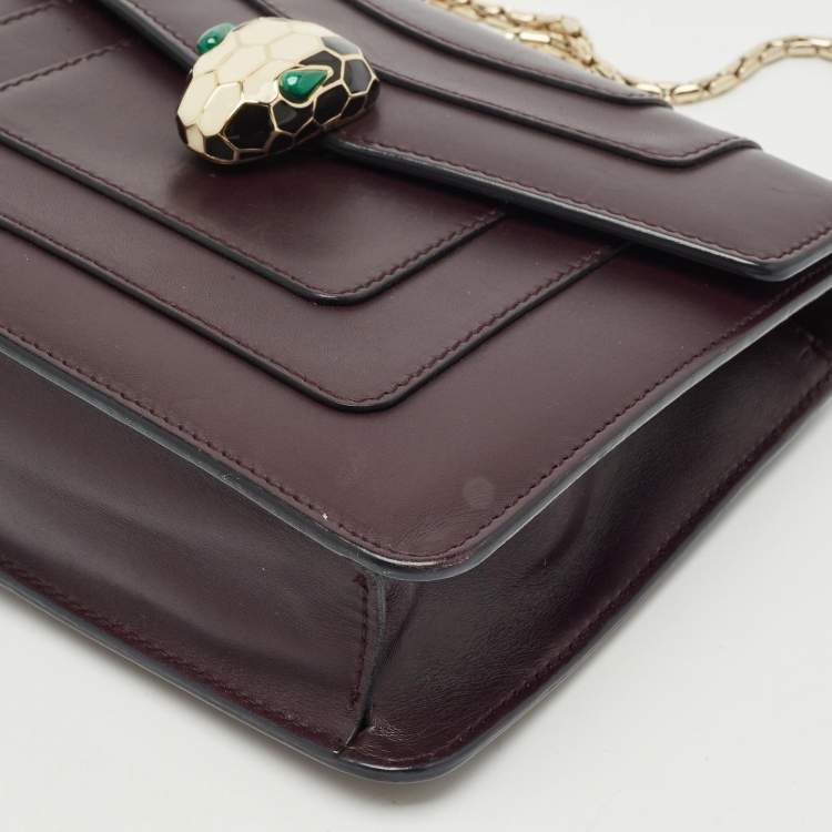 Pre Owned Bvlgari Plum Leather Small Serpenti Forever Shoulder Bag