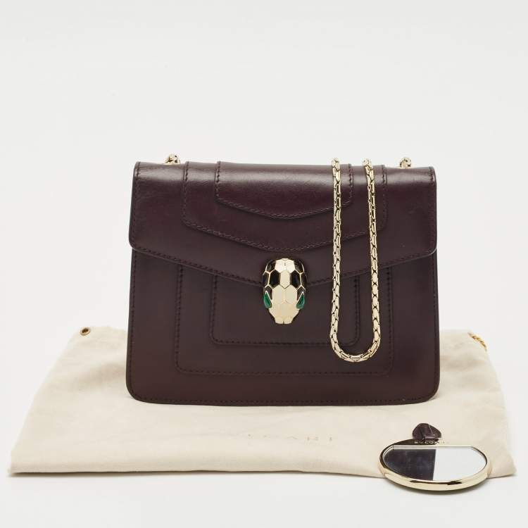 Pre Owned Bvlgari Plum Leather Small Serpenti Forever Shoulder Bag