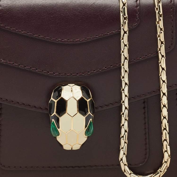 Pre Owned Bvlgari Plum Leather Small Serpenti Forever Shoulder Bag