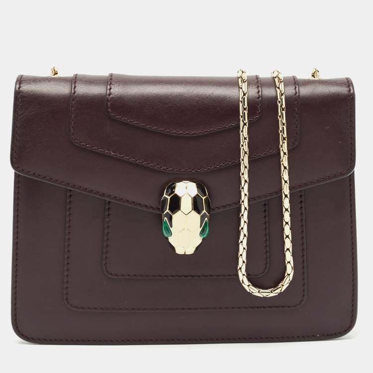 Pre Owned Bvlgari Plum Leather Small Serpenti Forever Shoulder Bag