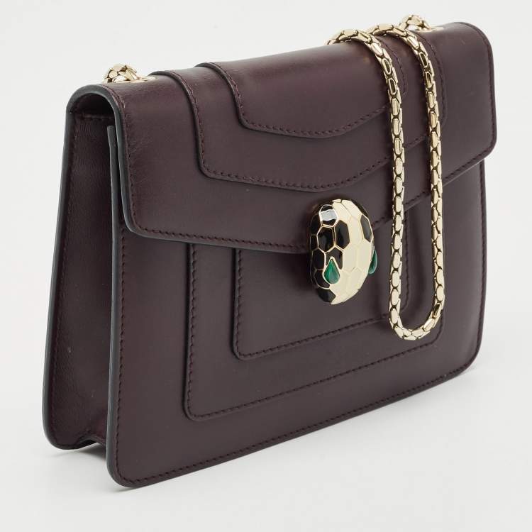 Pre Owned Bvlgari Plum Leather Small Serpenti Forever Shoulder Bag