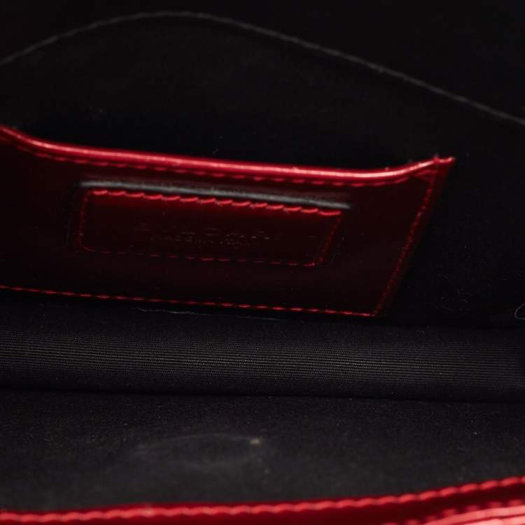 Pre Owned Bvlgari Metallic Red Patent Leather Small Serpenti Forever Shoulder Bag
