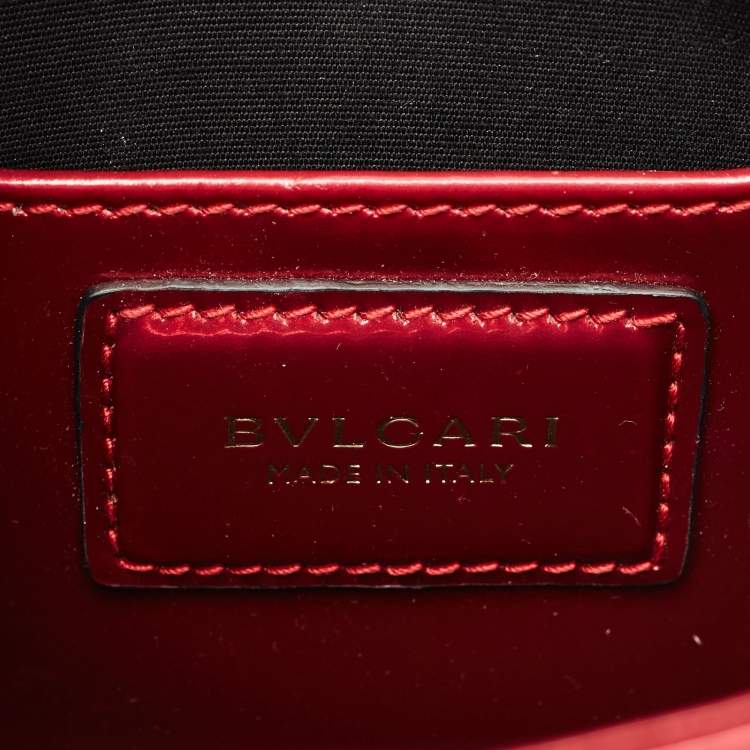 Pre Owned Bvlgari Metallic Red Patent Leather Small Serpenti Forever Shoulder Bag