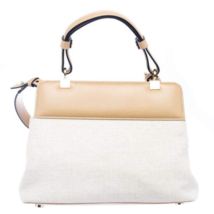 Pre Owned Bvlgari Beige Canvas and Leather Isabella Rossellini Shoulder Bag
