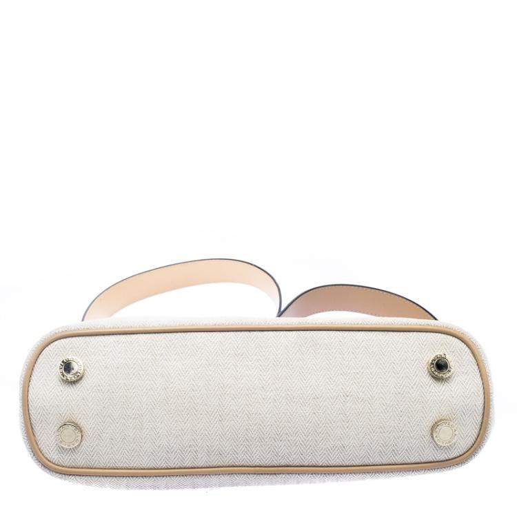 Pre Owned Bvlgari Beige Canvas and Leather Isabella Rossellini Shoulder Bag