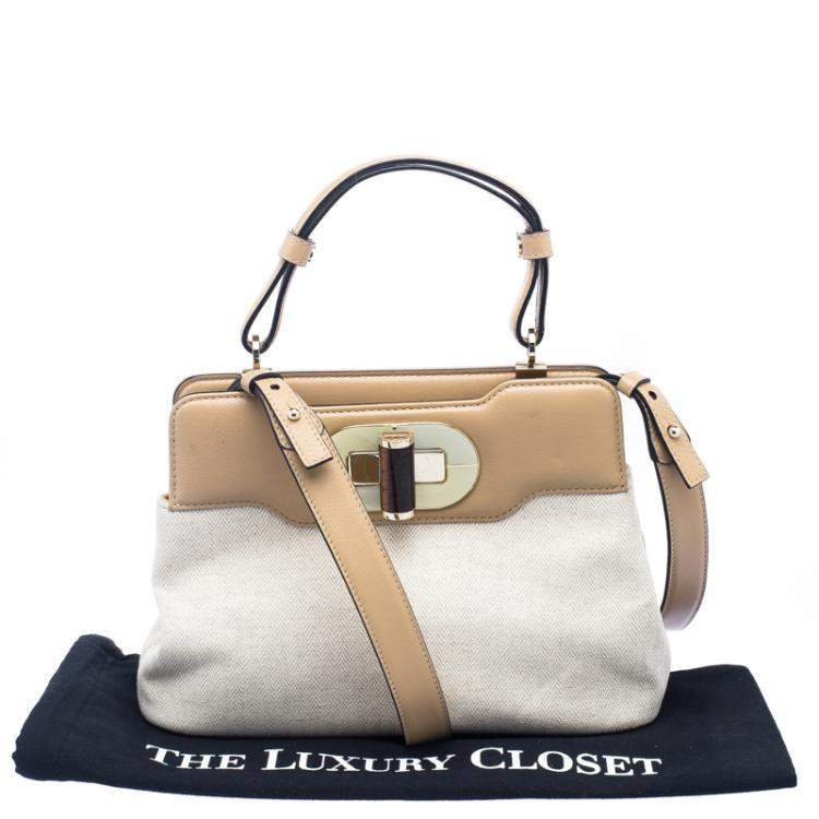 Pre Owned Bvlgari Beige Canvas and Leather Isabella Rossellini Shoulder Bag
