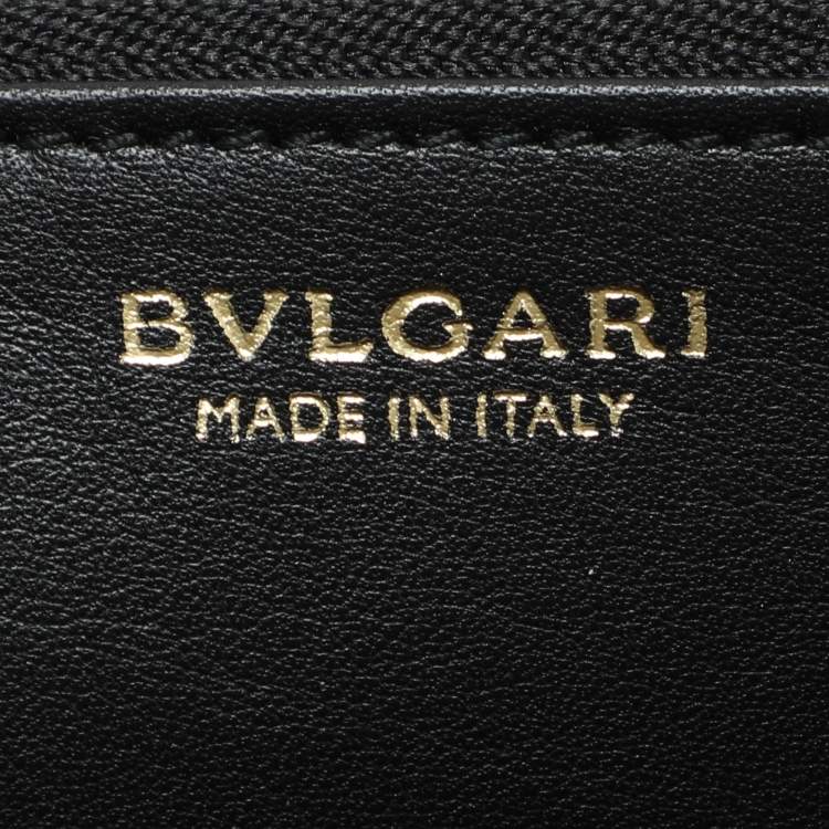 Pre Owned Bvlgari Black Leather Double Ring Flap Continental Wallet