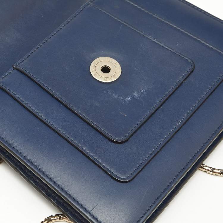 Pre Owned Bvlgari Navy Blue Leather Small Serpenti Forever Crossbody Bag