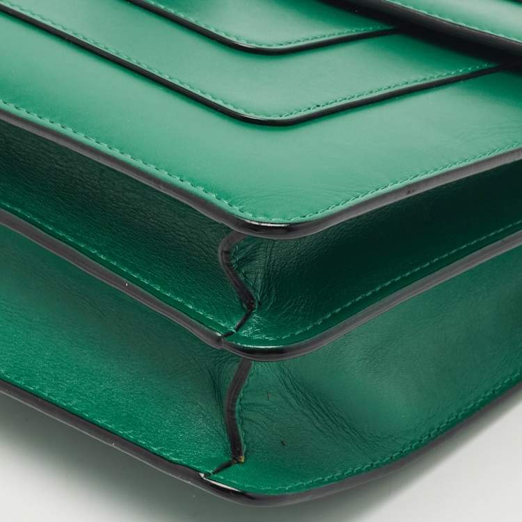 Pre Owned Bvlgari Green Leather Medium Serpenti Forever Shoulder Bag