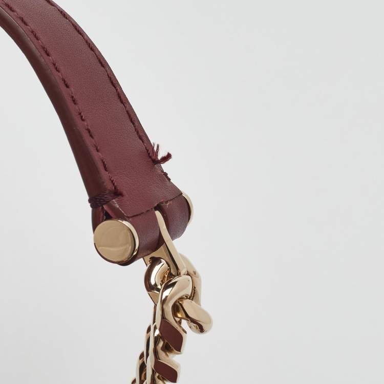 Pre Owned Bvlgari Burgundy Quilted Leather Small Serpenti Cabochon Shoulder Bag 