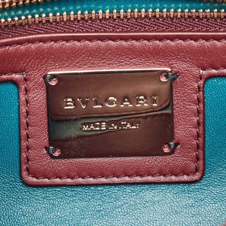 Pre Owned Bvlgari Burgundy Quilted Leather Small Serpenti Cabochon Shoulder Bag 