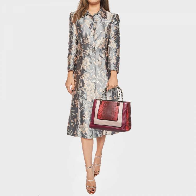 Pre Owned Bvlgari Tri Color Leather and Kurung Serpenti Scaglie Tote