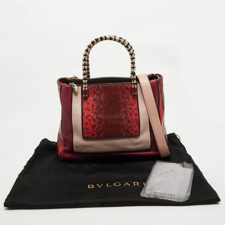Pre Owned Bvlgari Tri Color Leather and Kurung Serpenti Scaglie Tote