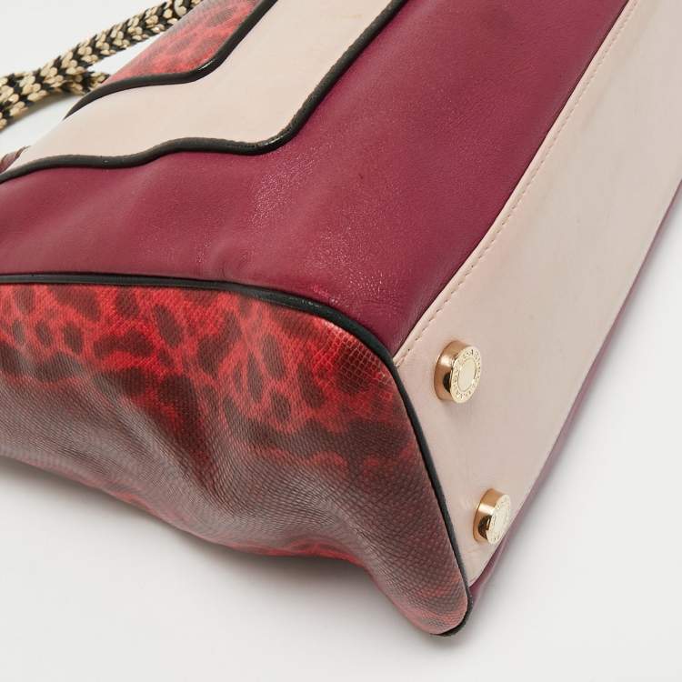 Pre Owned Bvlgari Tri Color Leather and Kurung Serpenti Scaglie Tote