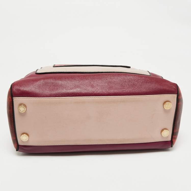 Pre Owned Bvlgari Tri Color Leather and Kurung Serpenti Scaglie Tote