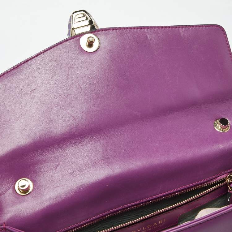 Pre Owned Bvlgari Purple Leather Serpenti Forever Chain Shoulder Bag