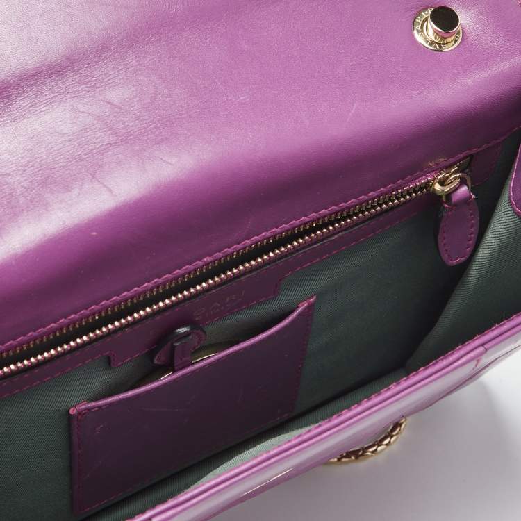 Pre Owned Bvlgari Purple Leather Serpenti Forever Chain Shoulder Bag