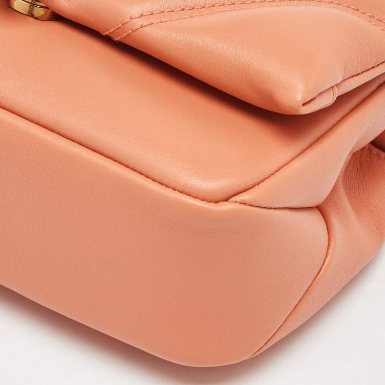 Pre Owned Bvlgari Light Orange Leather Serpenti Cabochon Mini Shoulder Bag