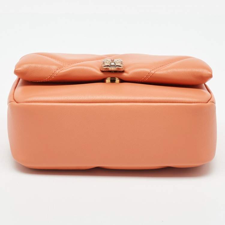 Pre Owned Bvlgari Light Orange Leather Serpenti Cabochon Mini Shoulder Bag
