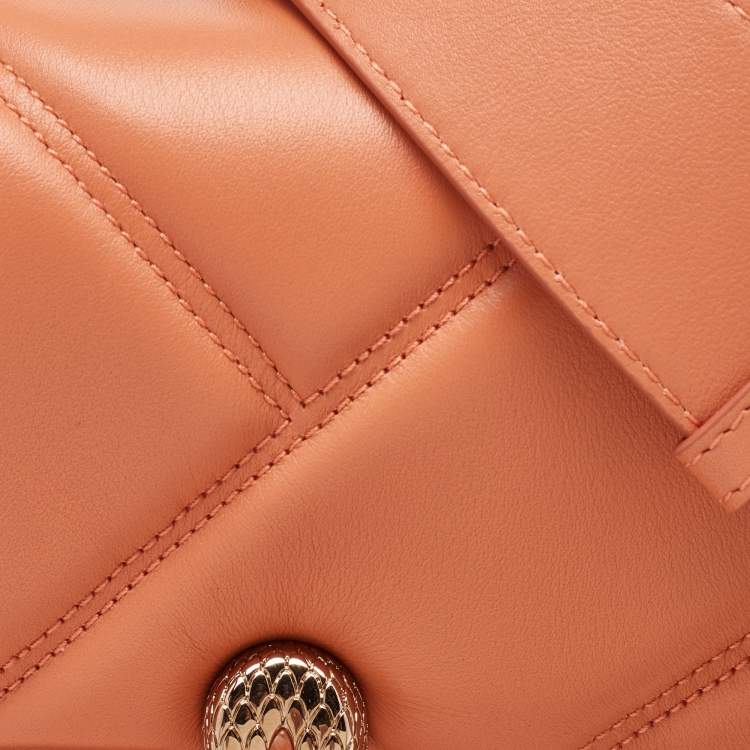 Pre Owned Bvlgari Light Orange Leather Serpenti Cabochon Mini Shoulder Bag