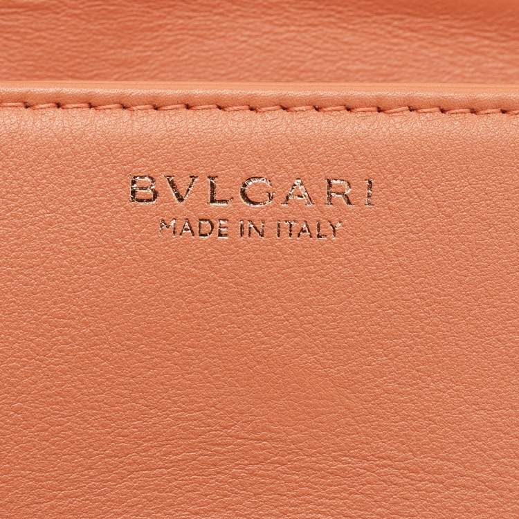 Pre Owned Bvlgari Light Orange Leather Serpenti Cabochon Mini Shoulder Bag