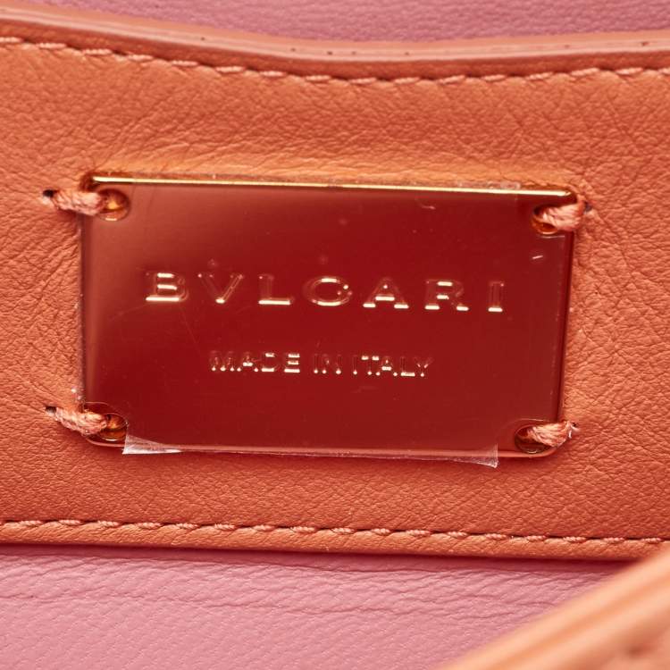Pre Owned Bvlgari Light Orange Leather Serpenti Cabochon Mini Shoulder Bag