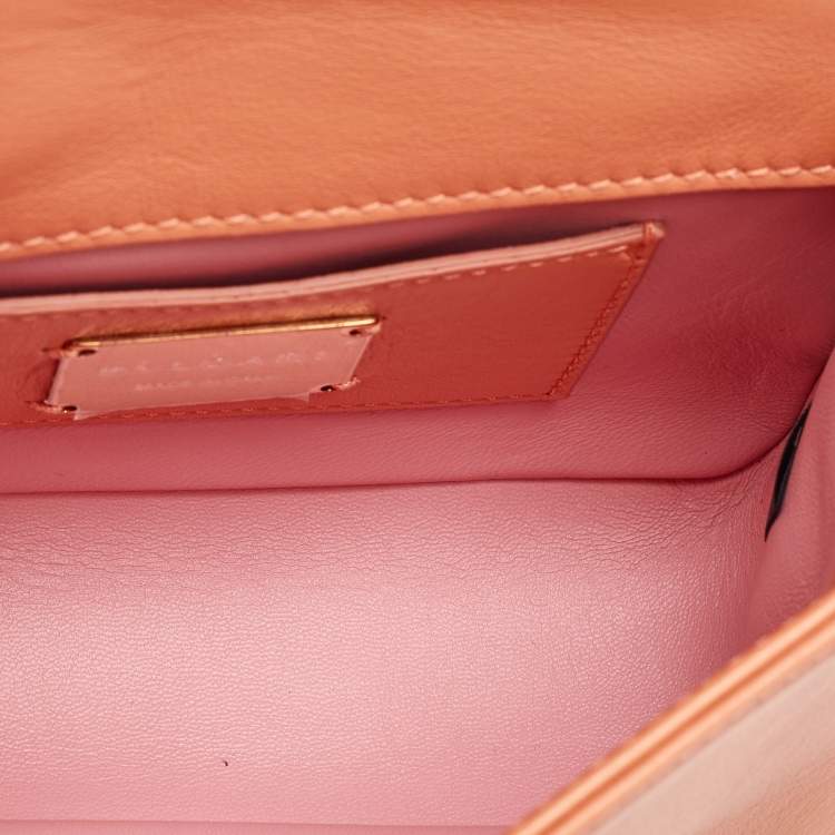 Pre Owned Bvlgari Light Orange Leather Serpenti Cabochon Mini Shoulder Bag