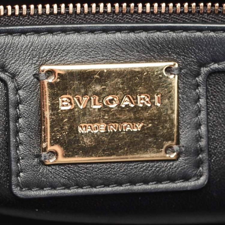 Pre Owned Bvlgari Black Quilted Leather Small Serpenti Cabochon Shoulder Bag
