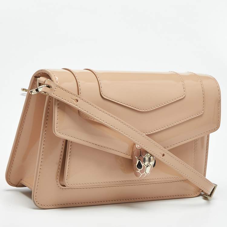 Pre Owned Bvlgari Pink Brushed Leather Serpenti Forever East West Shoulder Bag
