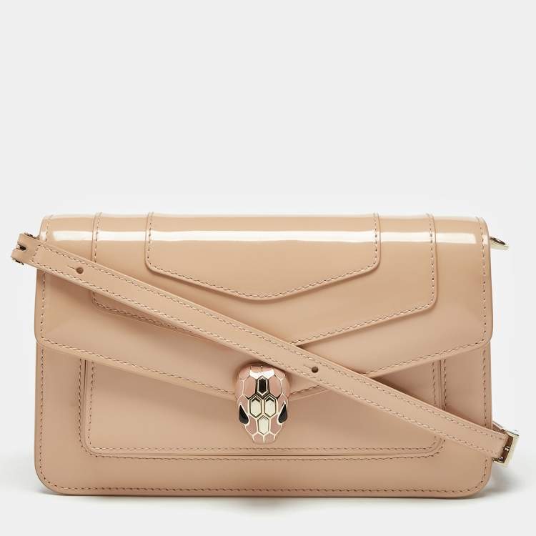 Pre Owned Bvlgari Pink Brushed Leather Serpenti Forever East West Shoulder Bag