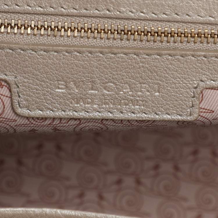 Pre Owned Bvlgari Beige/Brown Leather Isabella Rossellini Top Handle Bag